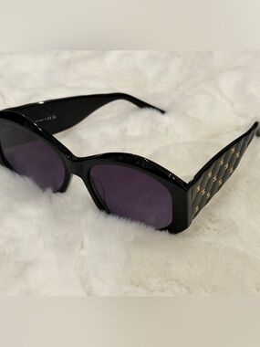CHANEL Black Sunglasses with Gold Details
